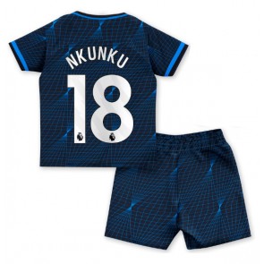 Maillot de foot Chelsea Christopher Nkunku #18 Extérieur enfant 2023-24 Manches Courte (+ pantalon court)